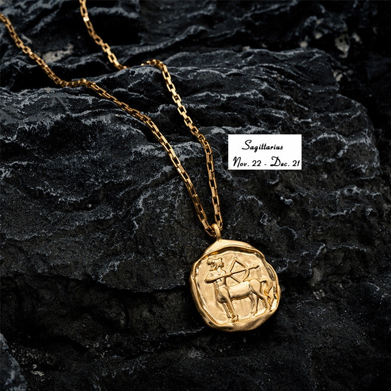 Wholesale Zodiac Oval Pendant Titanium Steel Necklace
