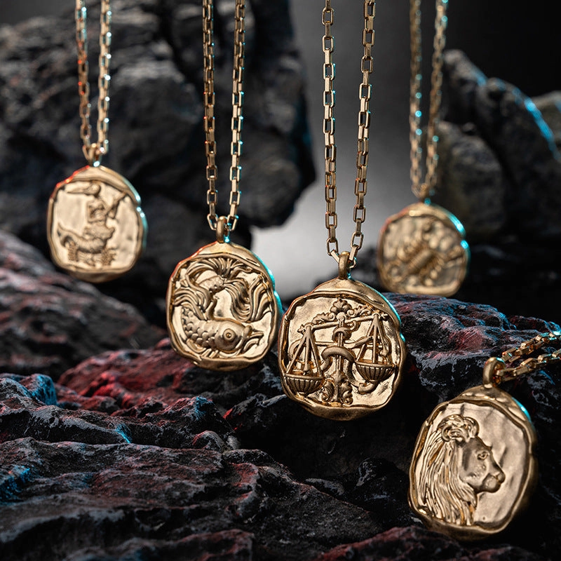 Wholesale Zodiac Oval Pendant Titanium Steel Necklace
