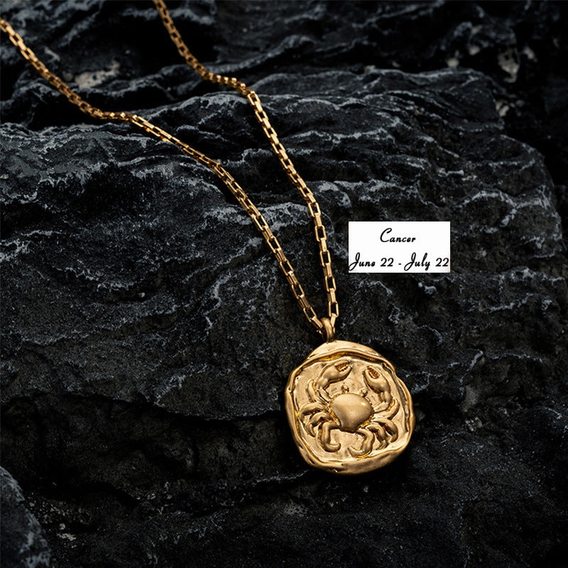 Wholesale Zodiac Oval Pendant Titanium Steel Necklace