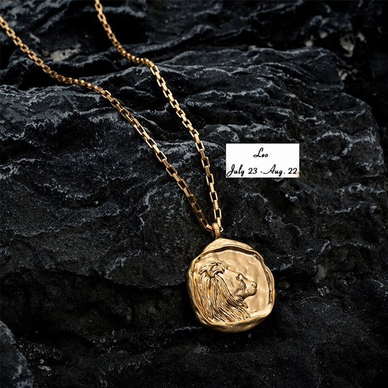 Wholesale Zodiac Oval Pendant Titanium Steel Necklace