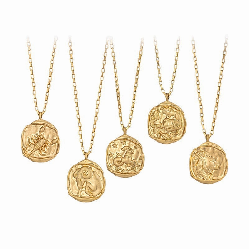 Wholesale Zodiac Oval Pendant Titanium Steel Necklace