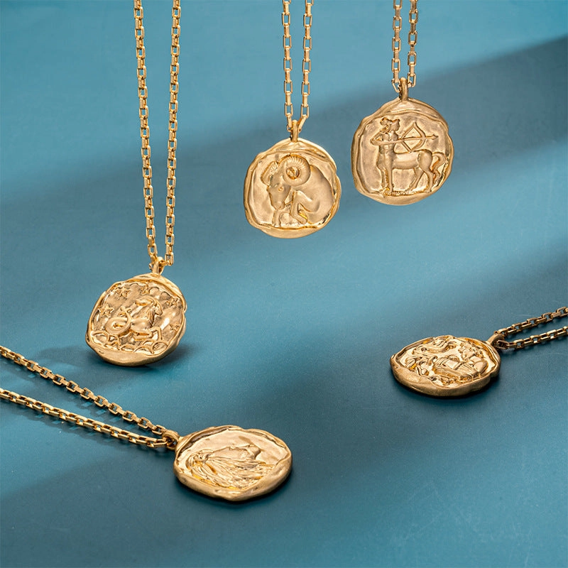 Wholesale Zodiac Oval Pendant Titanium Steel Necklace