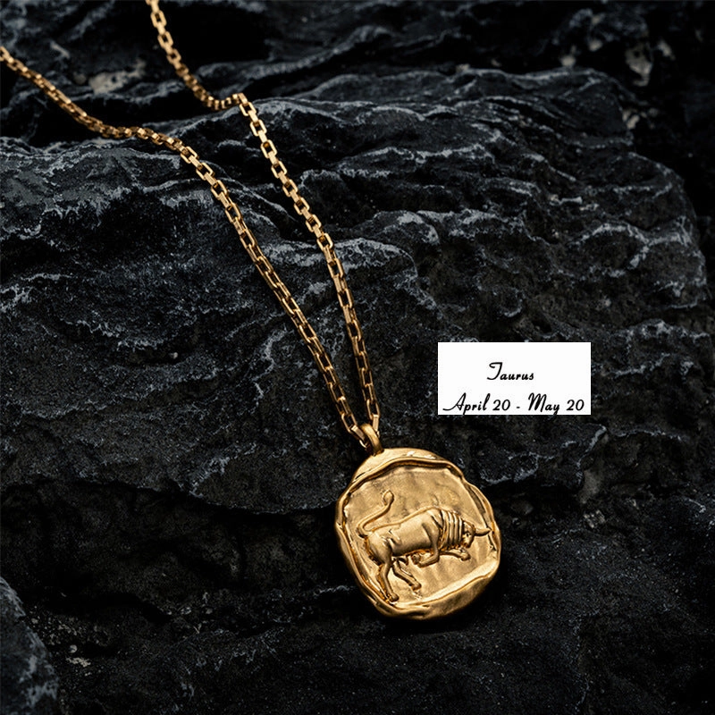Wholesale Zodiac Oval Pendant Titanium Steel Necklace