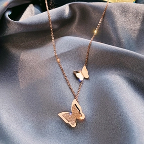 WholesaleTitanium Steel Butterfly Short Necklaces