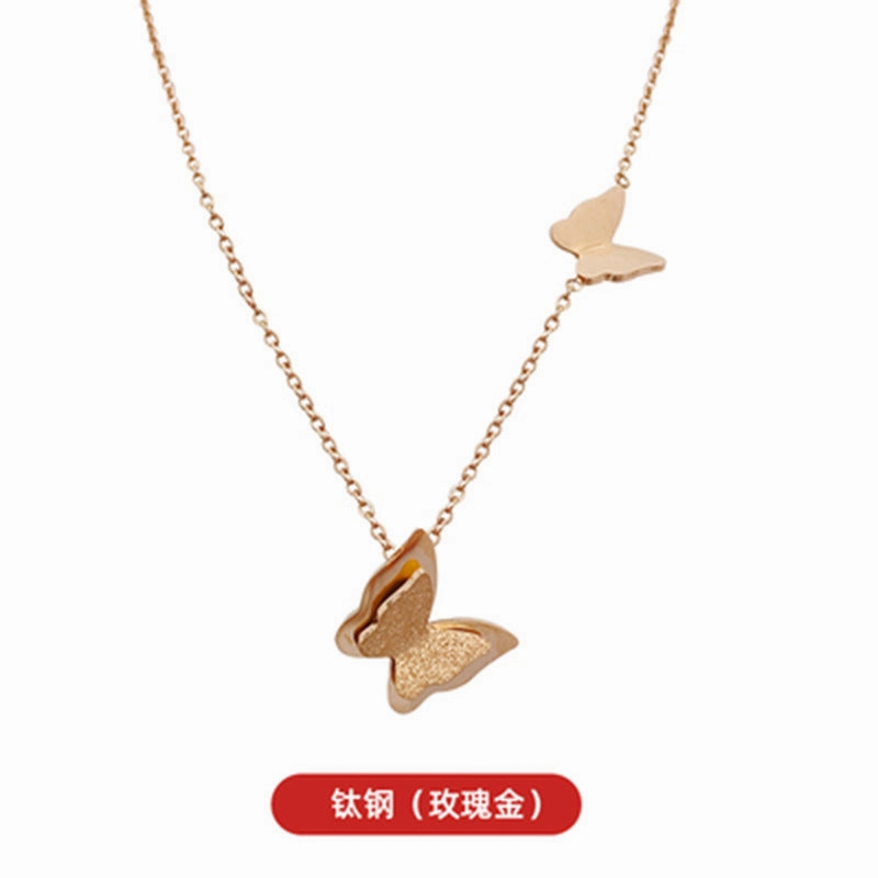 WholesaleTitanium Steel Butterfly Short Necklaces