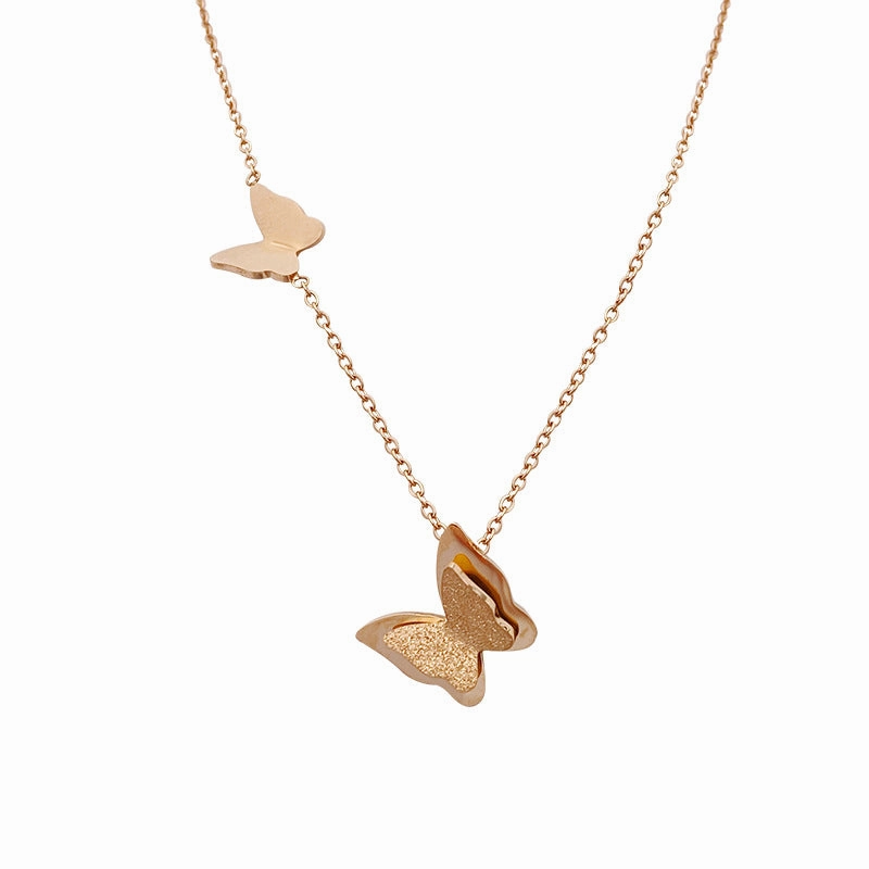 WholesaleTitanium Steel Butterfly Short Necklaces