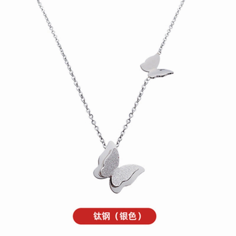 WholesaleTitanium Steel Butterfly Short Necklaces