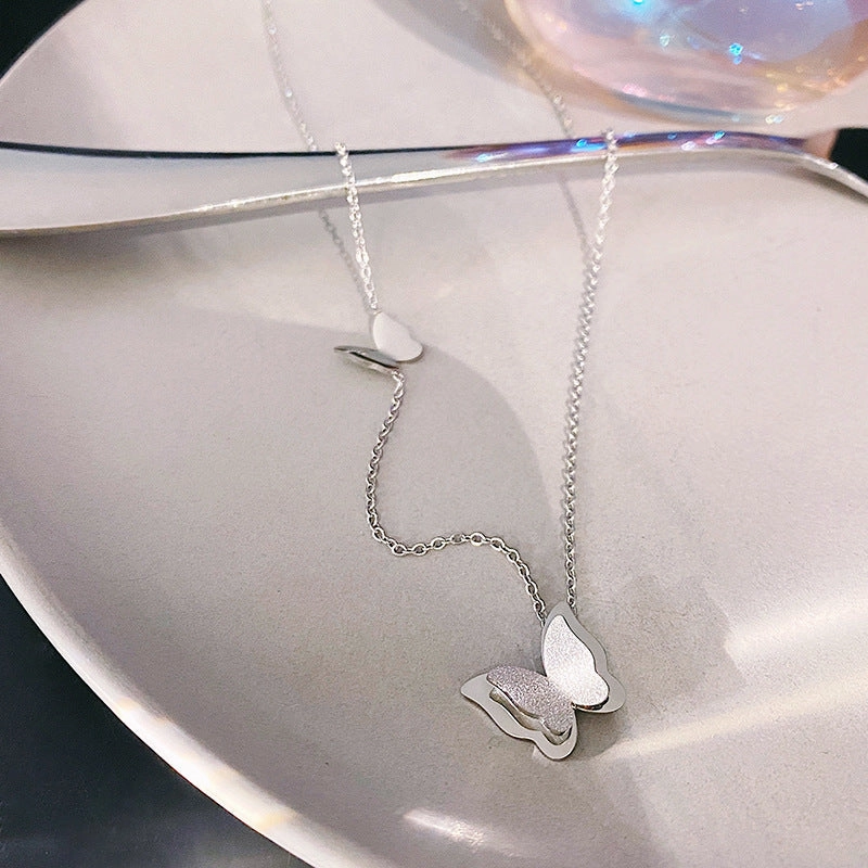 WholesaleTitanium Steel Butterfly Short Necklaces